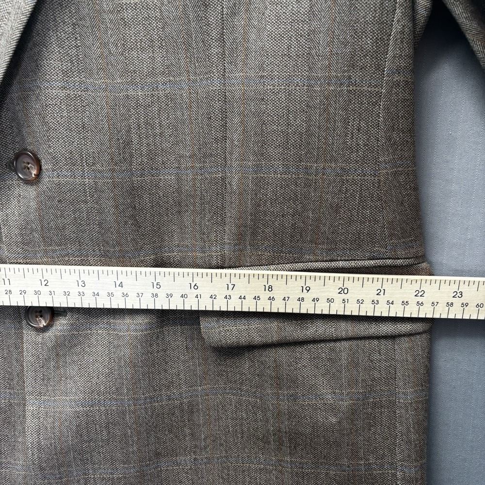 Lauren Ralph Lauren Mens 43R Tweed Blazer Coat Brown Plaid Windowpane 100% Wool - Picture 13 of 16